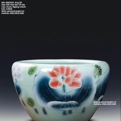 ANH SỨ HỌA TIẾT HOA SEN VẼ TAY